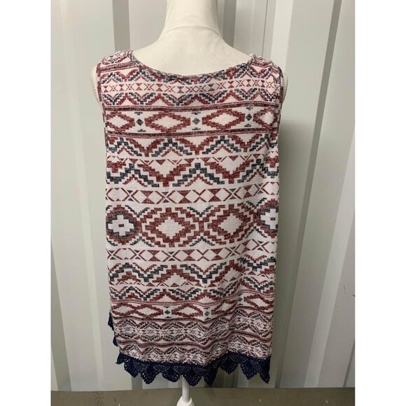 No Comment Knit Blouse Tribal Aztec Y2K Lace Trim Y2K Boho Women's Plus Size 2X - Picture 3 of 5